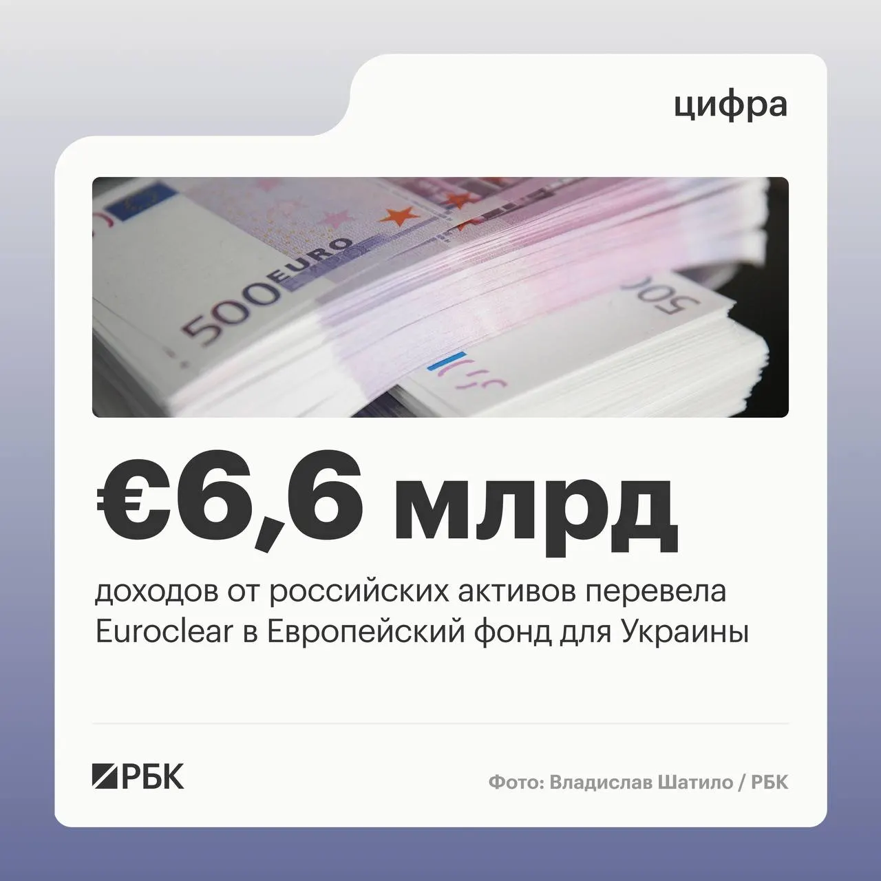 Бельгийский депозитарий Euroclear перечислил Украине €6,6 млрд доходов от замороженных российских активов. Следующий платёж объёмом €1,4 млрд ожидается в июле 2026 года.