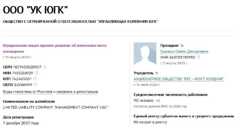 Управляющая компания холдинга перешла под контроль АО «БТС‑Мост Холдинг» Руслана Байсарова. Активы были в госсобственности с июля 2025 года; пакет продали на аукционе за 93,16 млрд рублей. Компания переименована в ГК «БТС‑Золото», новым гендиректором стал Олег Ширяев.