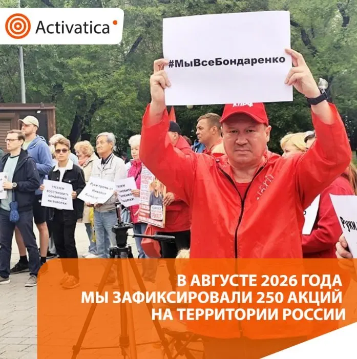 В августе 2026 года зафиксировано 250 протестных акций по всей стране, что примерно в полтора раза больше чем в июле; основными темами стали выборы и антивоенная повестка.